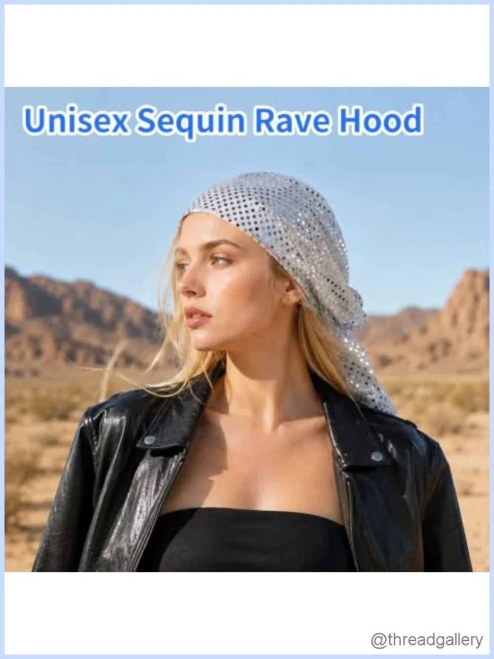 Sequin Rave Hood Unisex Festival Head Scarf